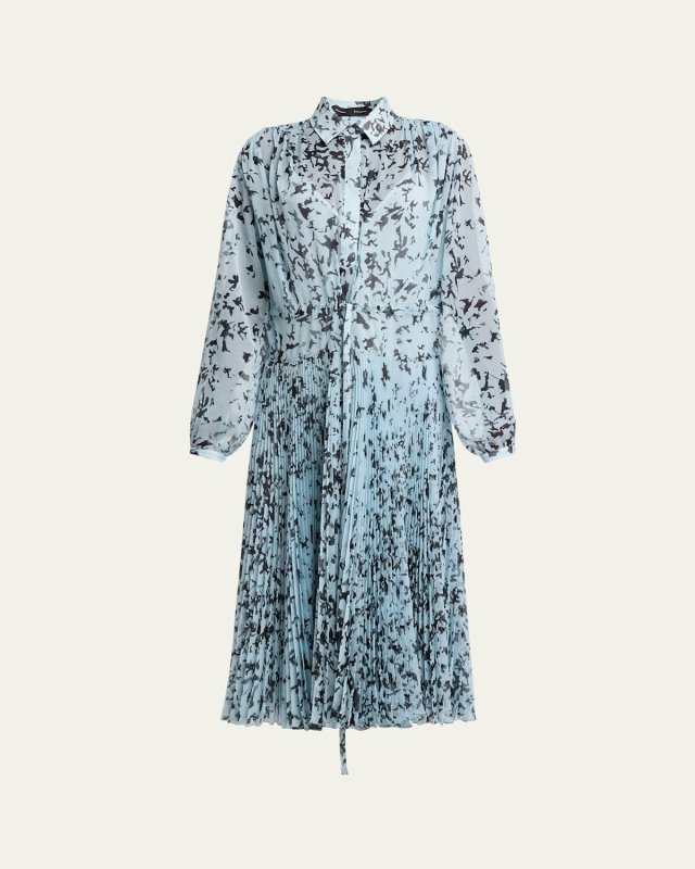 Jones Printed Crinkle Chiffon Pleated Dress